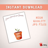 Printable Grandma flower handprint craft for a preschool or kindergarten Grandparents Day activity, featuring an orange flowerpot, green stem and leaves, and open space where children ages 3–7 add a painted handprint as the flower, creating an easy teacher-guided classroom keepsake students can personalize and take home for Grandma.