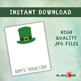 St. Patrick’s Day handprint craft for kids featuring a leprechaun hat design.