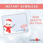 Christmas Snowman Handprint Craft for kids featuring a cute snowman with a red handprint, ideal for holiday keepsakes and festive family activities.