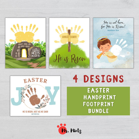 Celebrate Jesus this Easter with your little one with these super fun and faith-filled Handprint Art crafts! This Easter Handprint Art Printable has 4 designs to get the Child's Footprint and Handprints in a creative way.