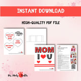 Printable pop-up Mother’s Day card craft for kids with 3D “MOM” message inside. Great for classroom gifts or at-home projects.