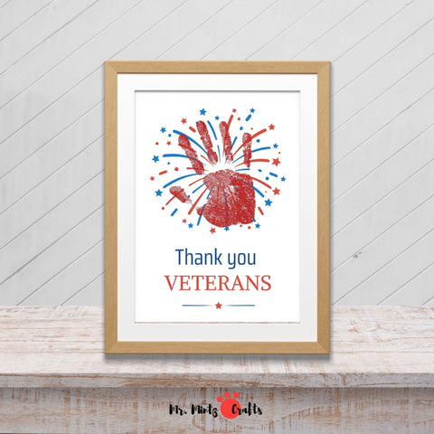 Thank You Veterans handprint craft with patriotic fireworks