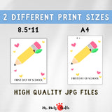 Creative back-to-school handprint craft featuring a red apple made from a handprint and a yellow pencil, perfect for kids to celebrate their first day of school