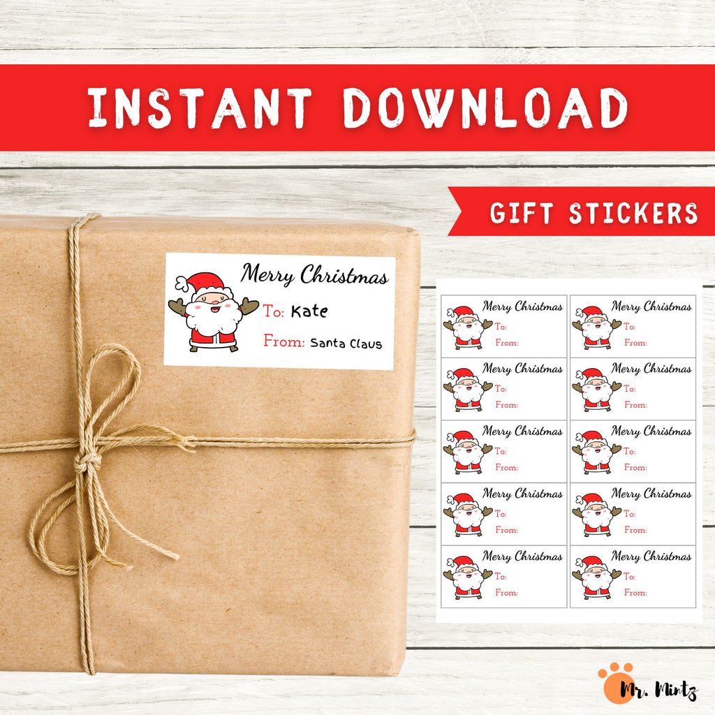 printable christmas gift tags from santa | merry christmas