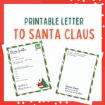 Printable Letter to Santa Template for Kids – front side with “Dear Santa” prompts and back side with North Pole address for window envelope. Festive Christmas activity to print at home or school.