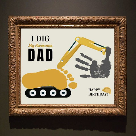 Celebrate your construction-loving dad's birthday with our handprint craft that says, I dig my awesome dad! This personalized gift is a heartfelt way to show your appreciation. Perfect for construction-themed birthdays, it promotes creativity and captures cherished memories.