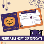 These gift certificates can be given to friends at a Halloween party or given out to trick-or-treaters in lieu of unhealthy sweet treats.