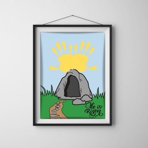 This He Is Risen Easter printable handprint art craft is perfect is an easy personalized gift for family! Celebrate Jesus this Easter with your little one with these super fun and faith-filled Handprint Art crafts!