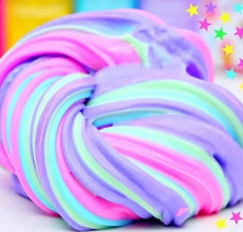 (Blue Pink) Fluffy Slime Toys Soft Clay Light Supplies Charms Gum Polymer Clay