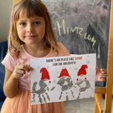 The adorable Gnome Handprint Art is the perfect Student Activity for your classroom featuring an adorable gnomes on a winter background, in their red coloured caps, reading There's no place like gnome for the Holidays.