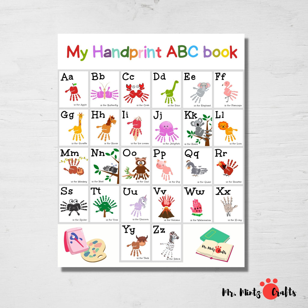 Handprint Alphabet Book Printable – Mr. Mintz Crafts