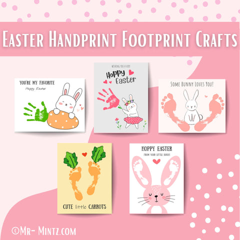 These Easter handprint footprint crafts for kids are simple, quick, and fun to make.