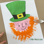 Grab a PDF of the leprechaun's template. The hat, buckle, black band and face are on separate templates for ease of printing on colored paper. Fun for this fork print craft!