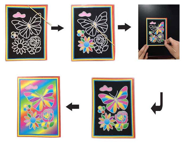 Scratch Art For Kids Golden Colorful Rainbow Scratch Paper - Temu